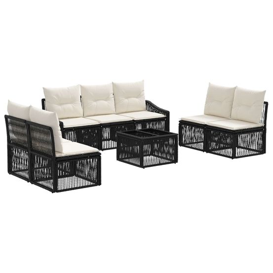 Ensemble de canapé de jardin 8 pc noir polyrotin