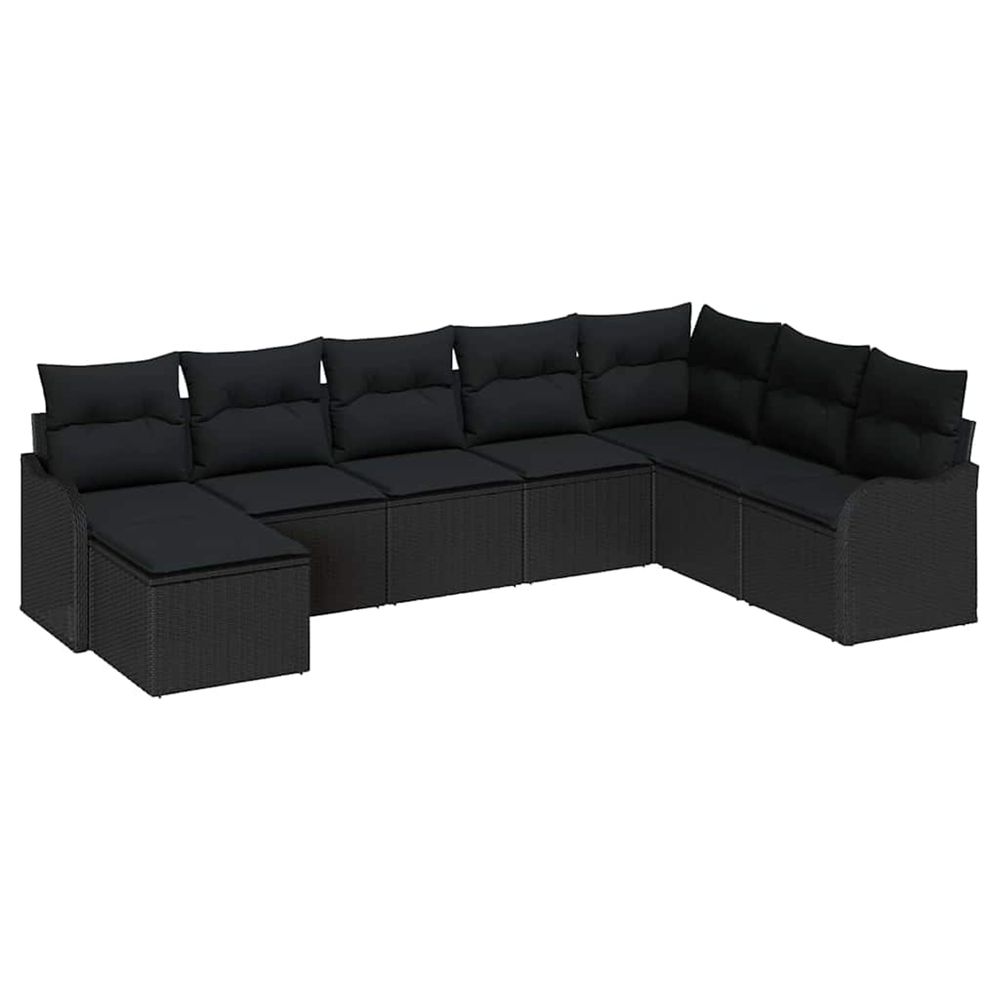 Ensemble de canapé de jardin 8 pc noir polyrotin
