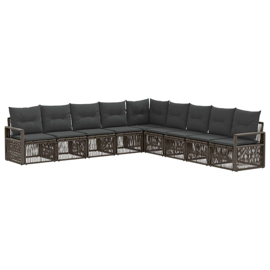 Ensemble de canapé de jardin 9 pcs gris polyrotin