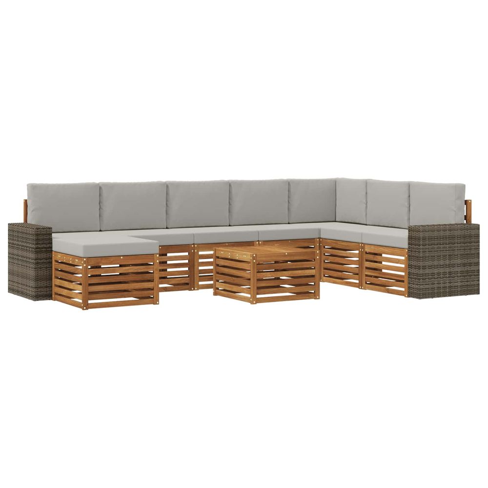 Ensemble de canapés d'extérieur 9 pc naturel et gris clair
