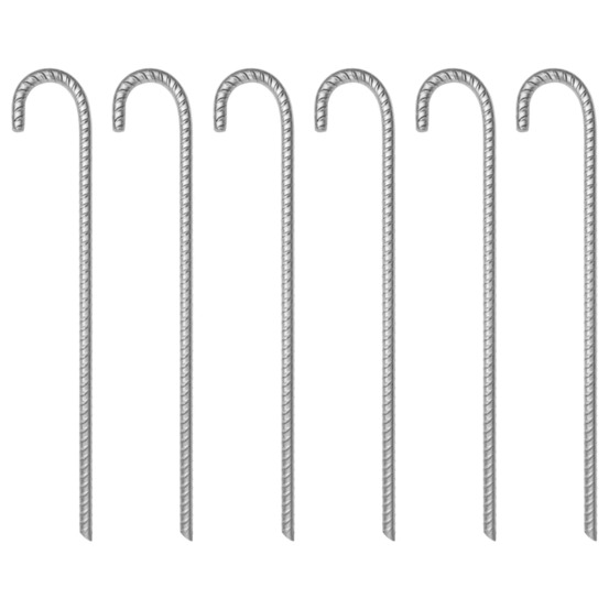 Piquets de tente 6 pcs 41,5 cm ø12 mm acier galvanisé