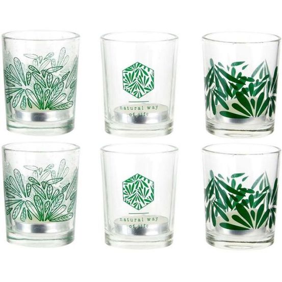 Photophores jungle avec bougies chauffe-plat (lot de 6)