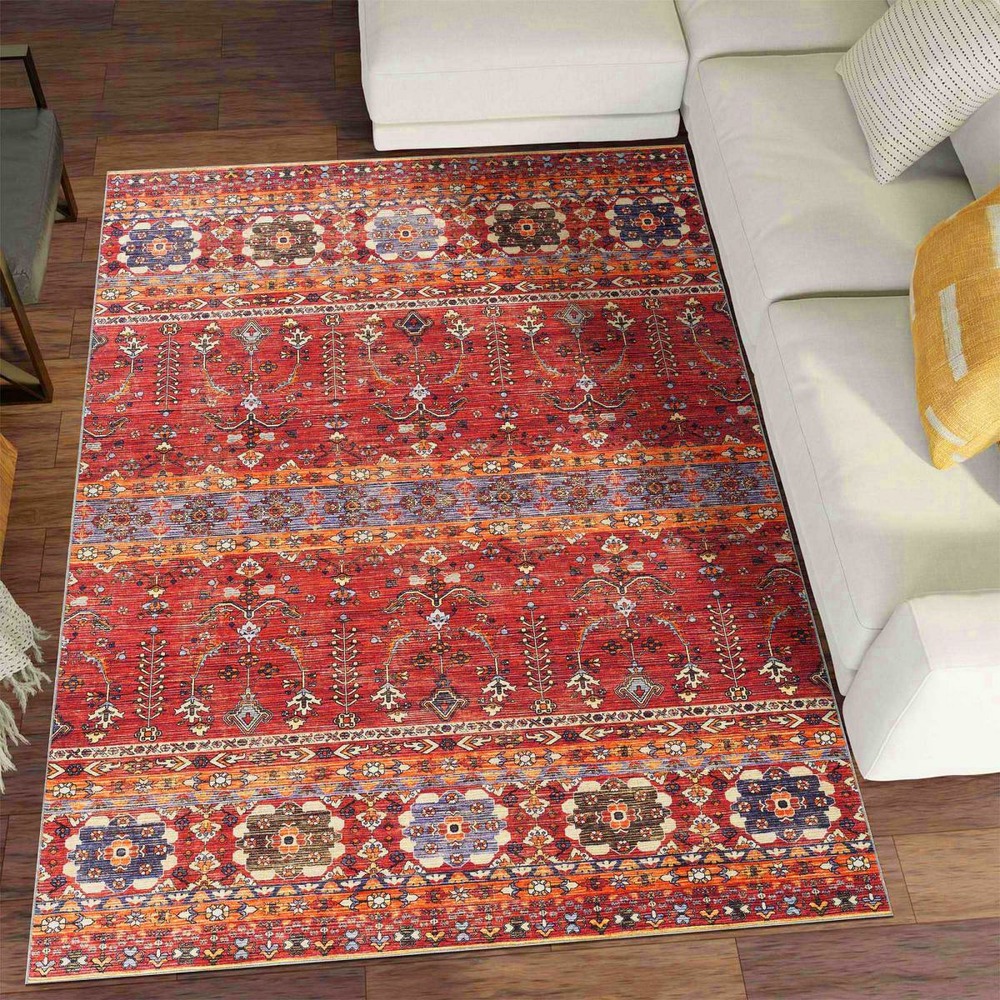 Tapis de chambre 160x230 lyn11 vintage a rouge, facile d'entretien