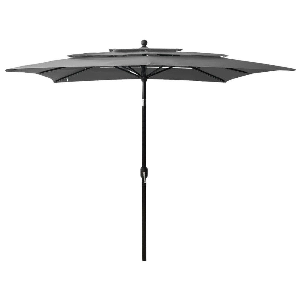 Parasol à 3 niveaux avec mât en aluminium 2,5 x 2,5 m anthracite