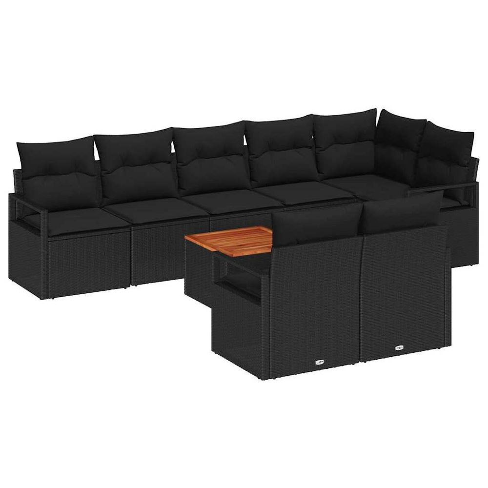 Ensemble de canapé de jardin 9 pc noir polyrotin