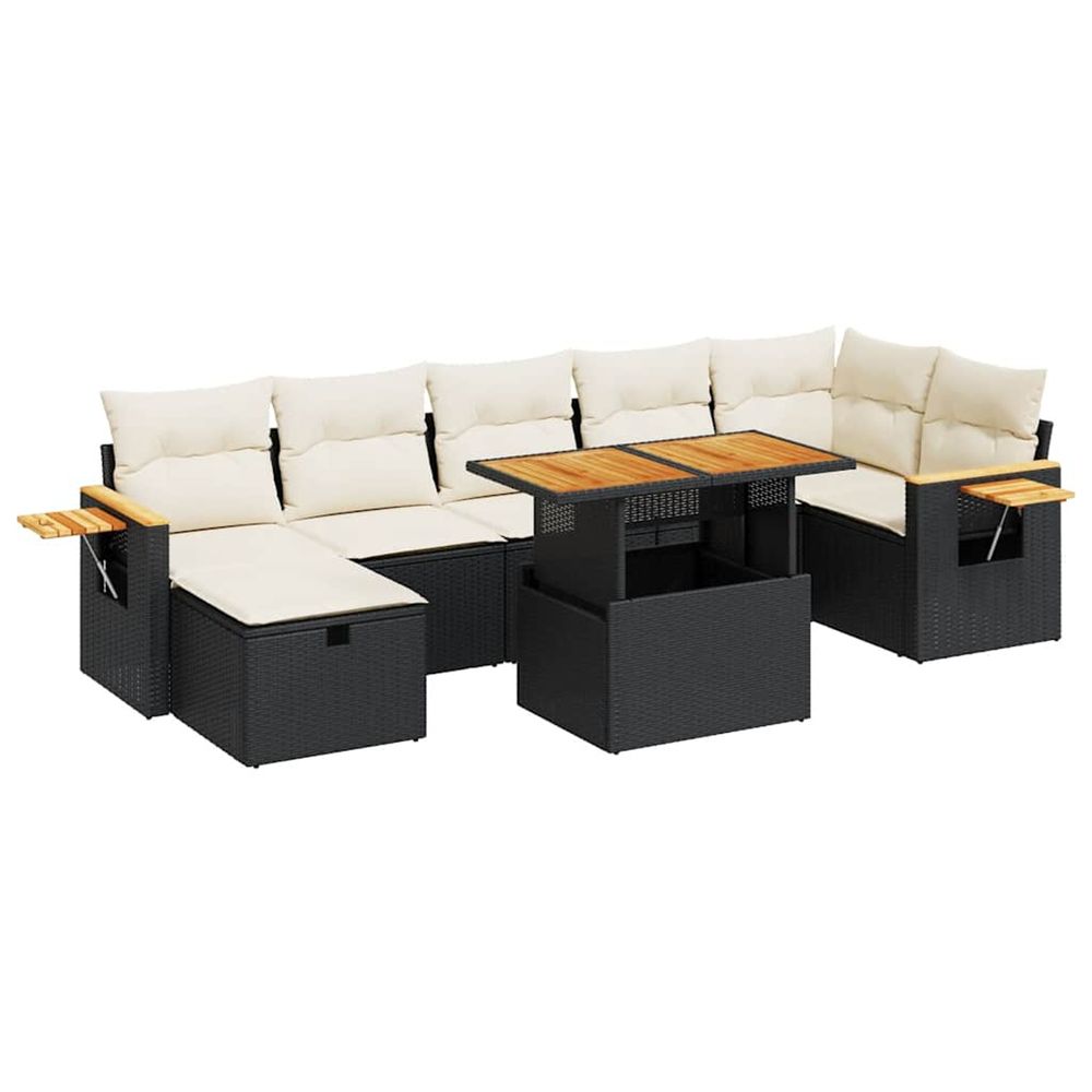 Salon de jardin 5 pcs avec coussins noir résine tressée