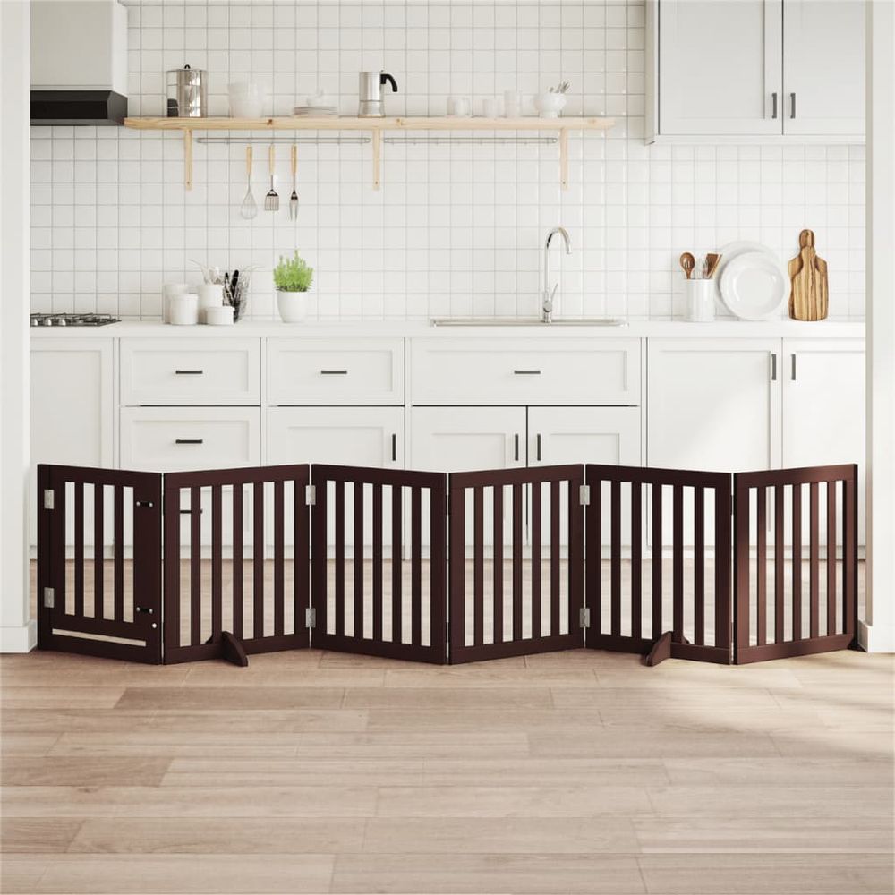 Barrière chien modulable avec porte en bois 6 panneaux 300cm