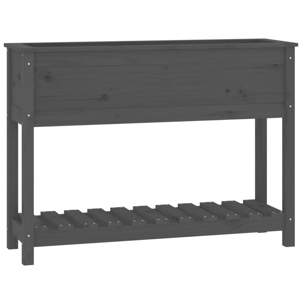 Jardinière d'extérieur avec étagère gris 111,5x34,5x81cm bois massif de pin