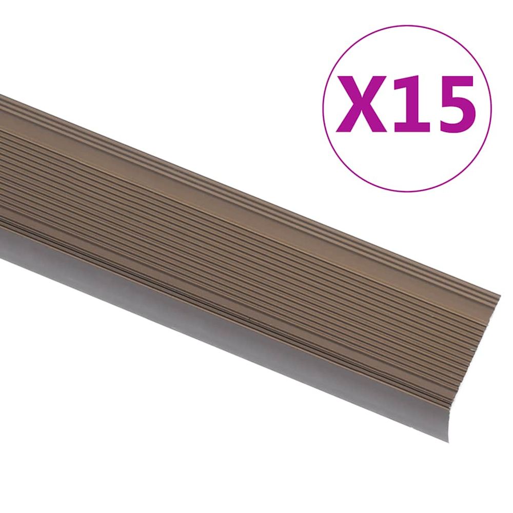 Nez de marche forme en l 15 pcs aluminium 90 cm marron