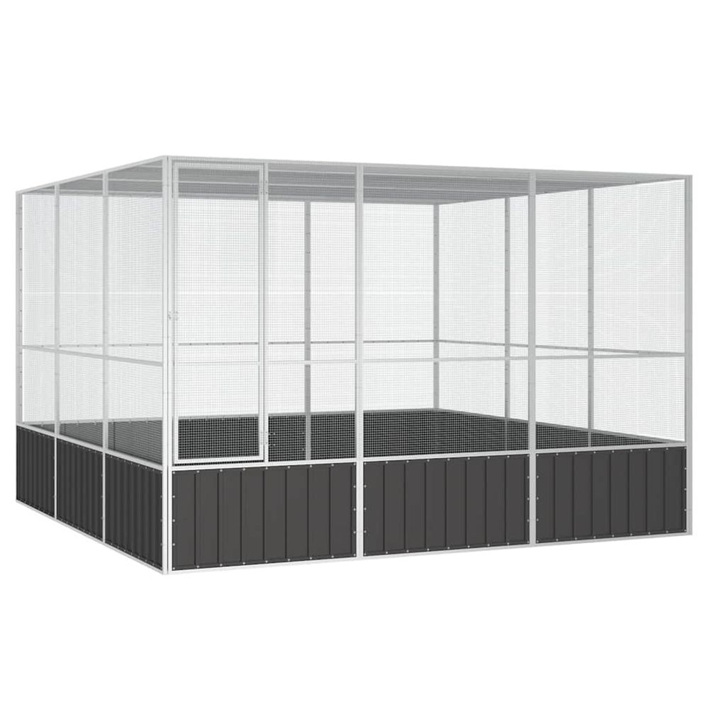 Cage à oiseaux anthracite 302,5x324,5x211,5 cm acier galvanisé