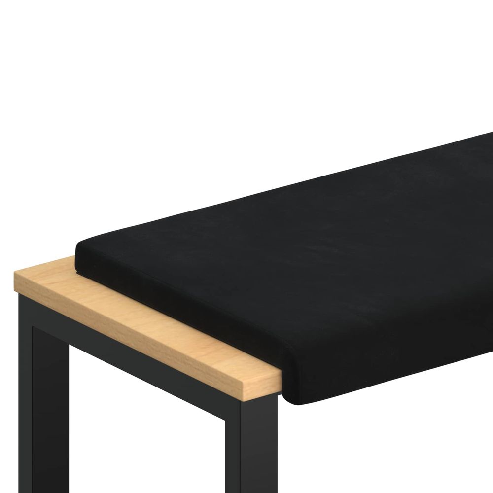 Coussin de banc velours noir profondeur 35 cm