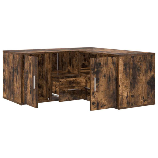 Armoire d'angle chêne fumé 160x40x45 cm bois d'ingénierie