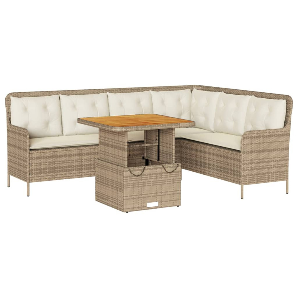 Salon de jardin avec coussins 2 pcs beige résine tressée