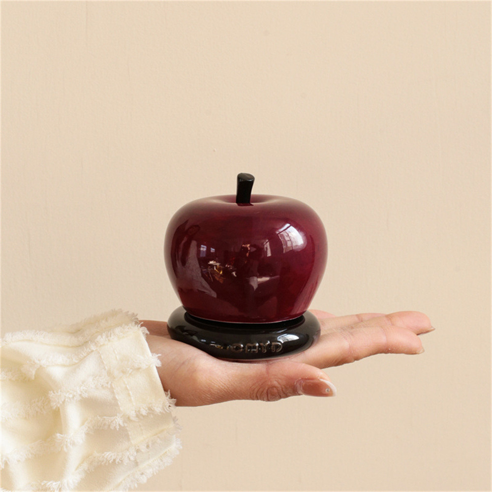 Pot à cure - dents en céramique en forme de pomme rouge (8x8 cm)