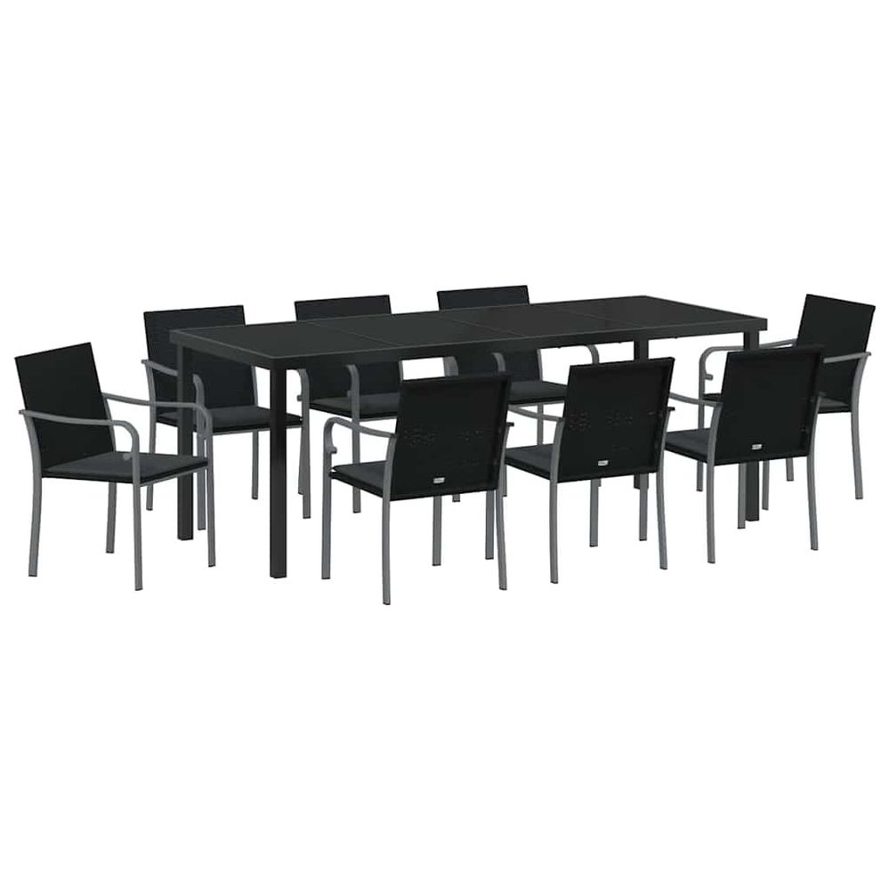 Ensemble de salle à manger pour jardin 9 pc noir et gris