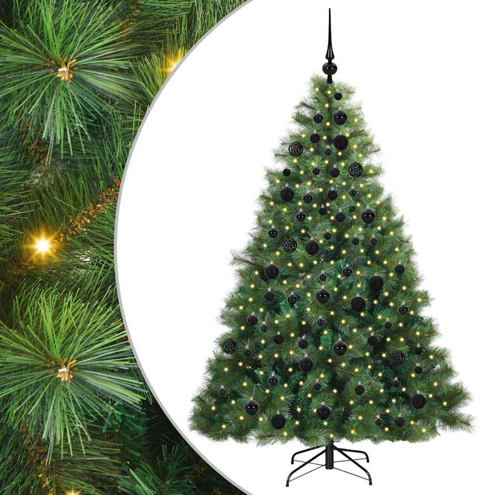 Sapin de noël artificiel avec 300 led vert 180 cm pe et pvc