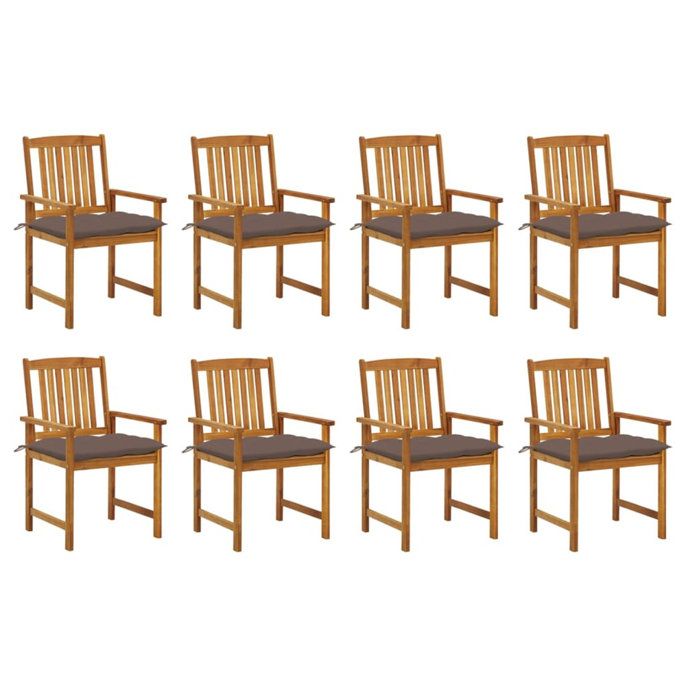 Chaises de jardin avec coussins lot de 8 bois d'acacia solide