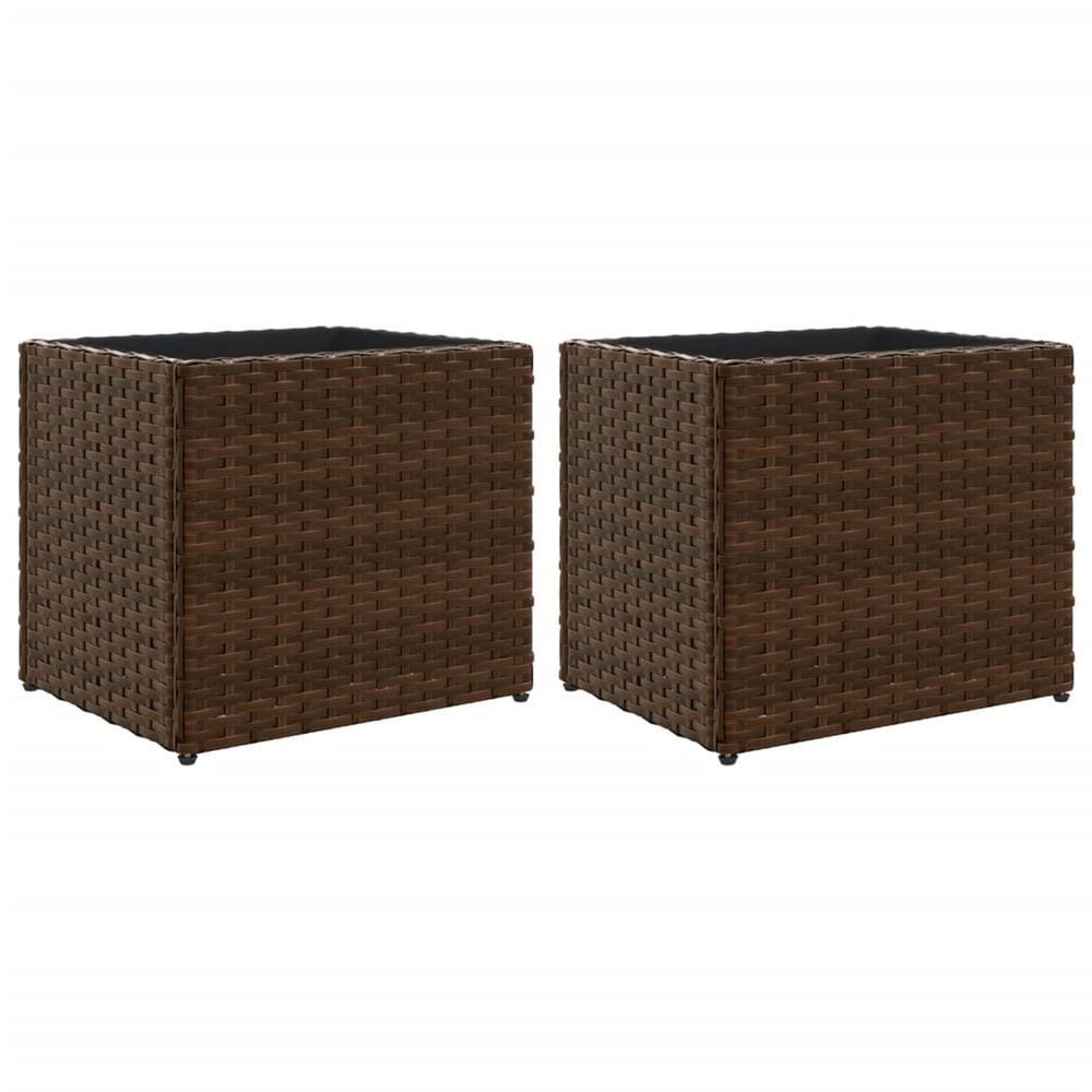 Jardinière d'extérieurs 2 pcs marron 36x30x32 cm résine tressée