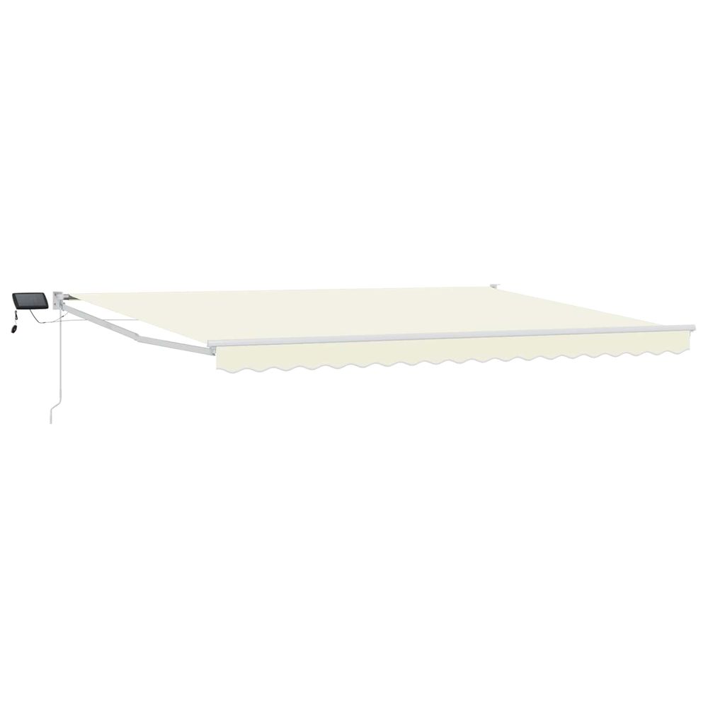 Store rétractable manuel avec leds crème et blanc 5 x 3 m