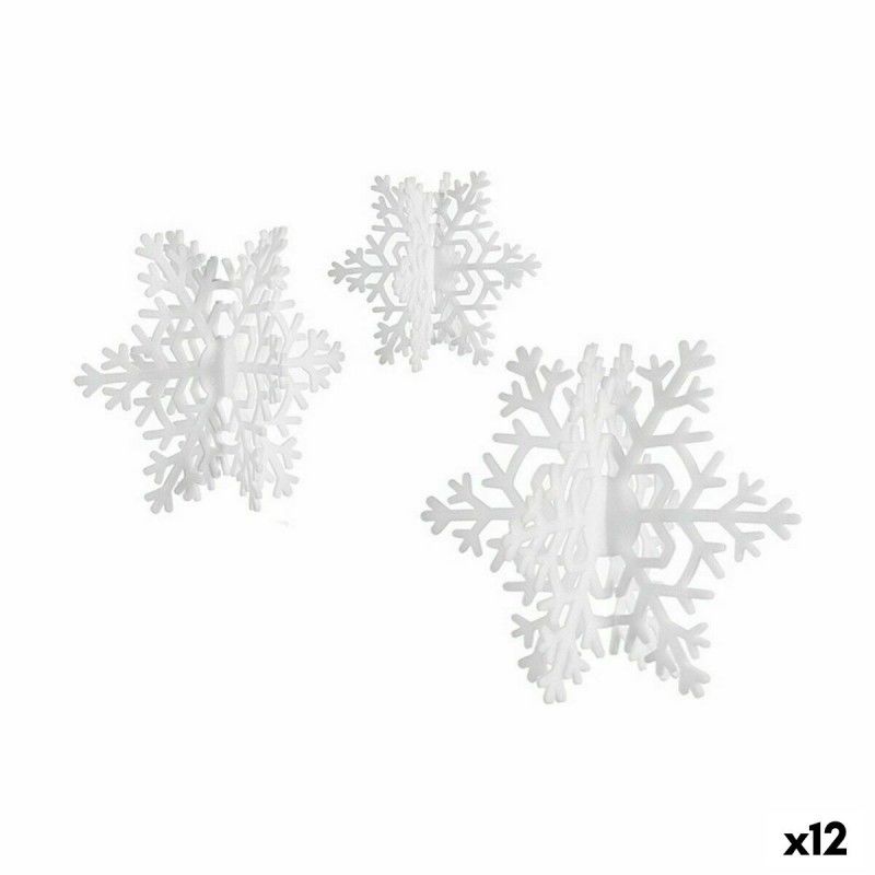 Ensemble décorations de noël floconsdeneige blanc polystyrène - lot de 12