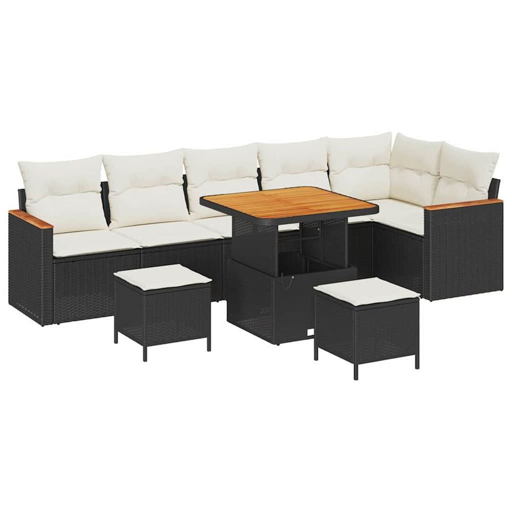 Ensemble de canapé de jardin 9 pc 6-nombre de places noir