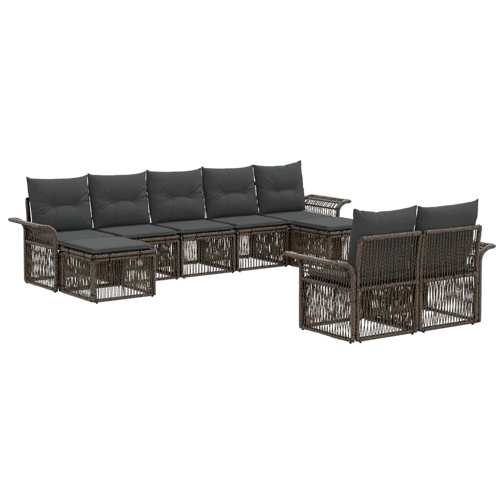 Ensemble de canapé de jardin 9 pc gris polyrotin