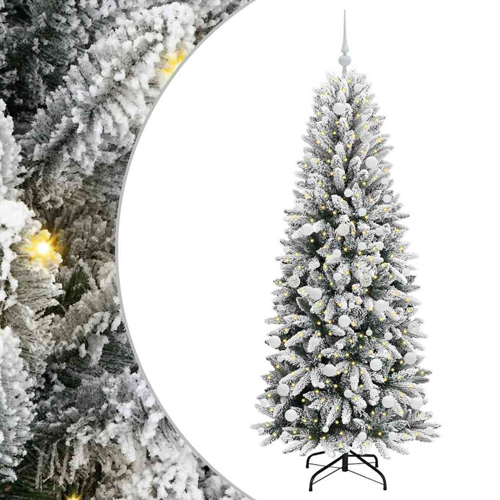 Sapin de noël artificiel avec 300 led avec support blanc 180 cm
