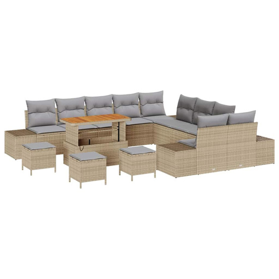 Ensemble de canapé de jardin 13 pcs beige et gris clair