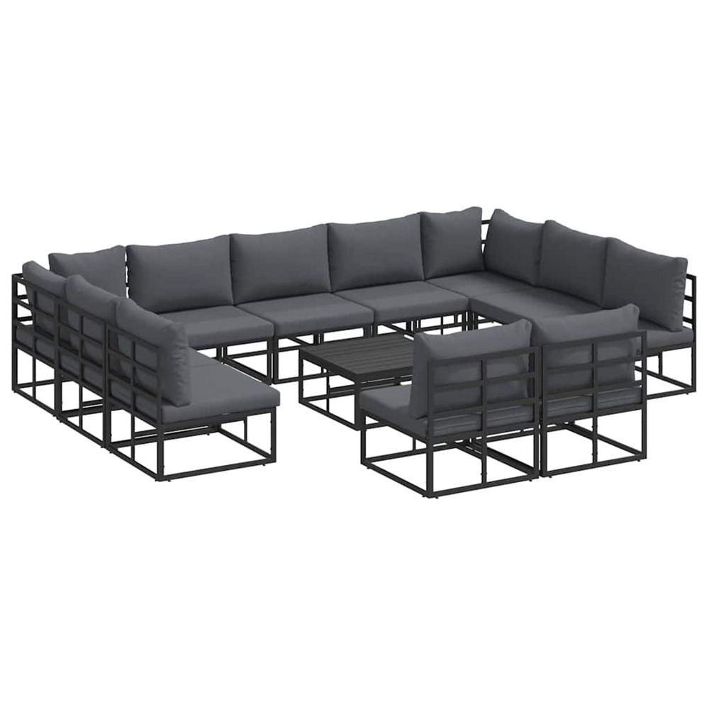 Ensemble de canapé de jardin avec coussin 12 pcs noir aluminium