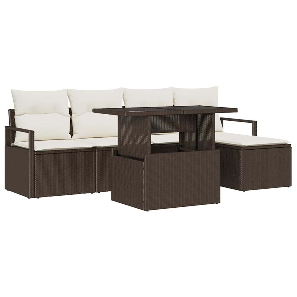 Ensemble de canapé de jardin 6 pc marron et crème polyrotin