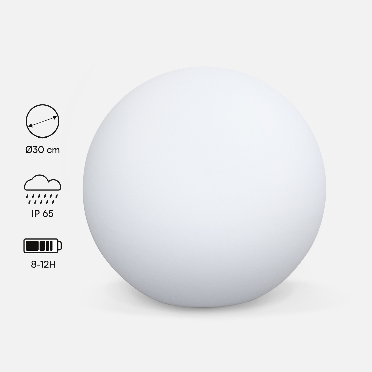 Boule led 30cm – sphère décorative lumineuse. Ø30cm. Blanc chaud. Commande à distance