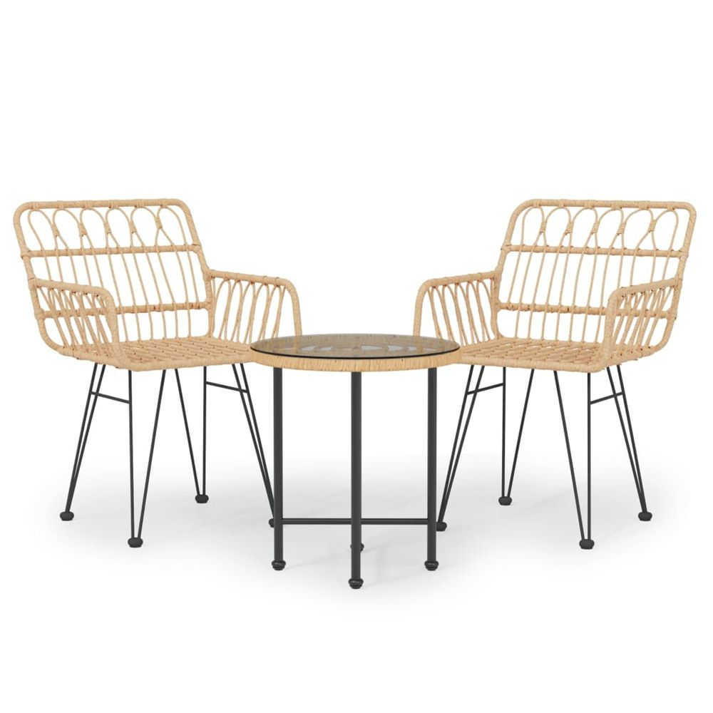 Ensemble à manger de jardin 3 pcs résine tressée