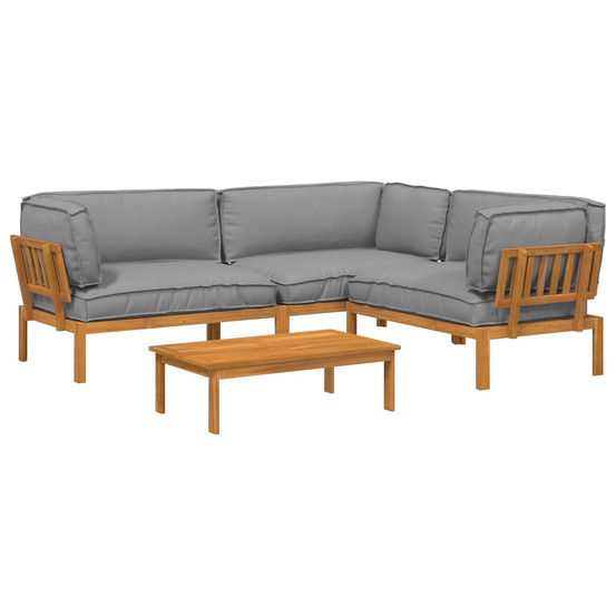 Ensemble de canapés uni 4 pcs gris bois d'acacia massif