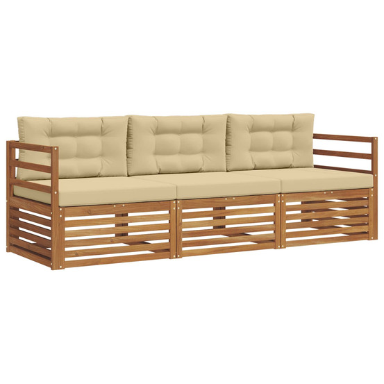 Ensemble de canapés d'extérieur 3 pcs naturel et beige