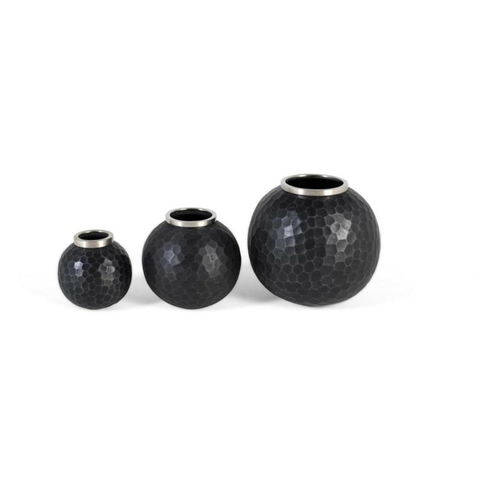 Lot de 3 vases aluminium noir - décoration d'autrefois