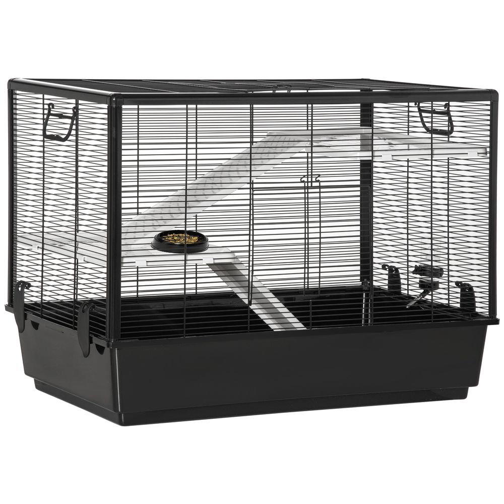 Cage cochon d'inde en acier pour rongeurs avec accessoires complets 80x48x58cm noir