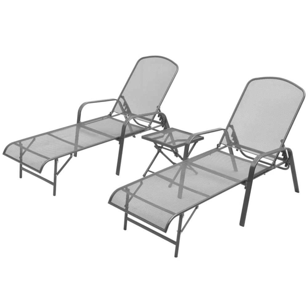 CHAISES LONGUES 2 PCS AVEC TAB-(866738)