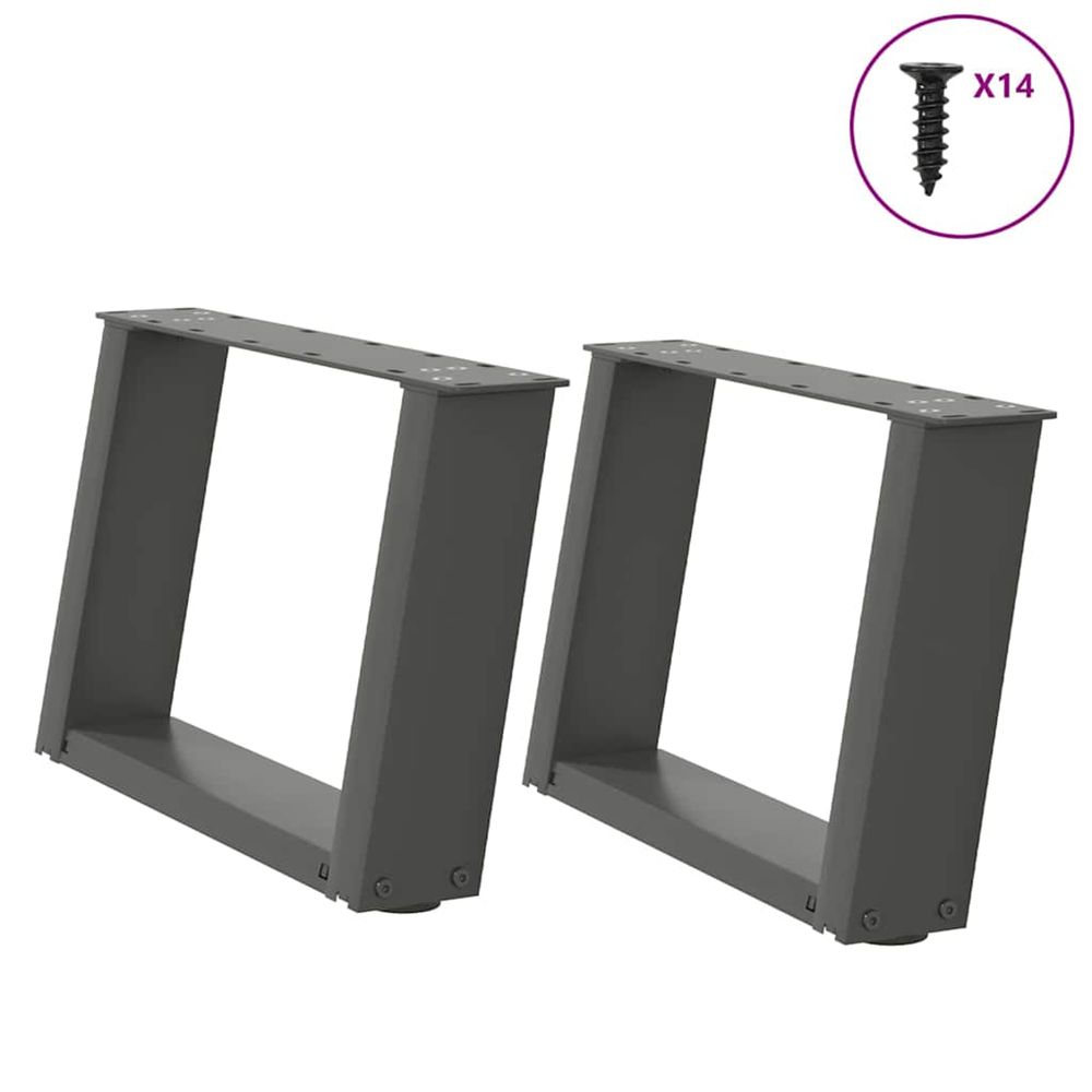 Pieds de table basse en u 2 pièces anthracite 40 x (30-31) cm acier