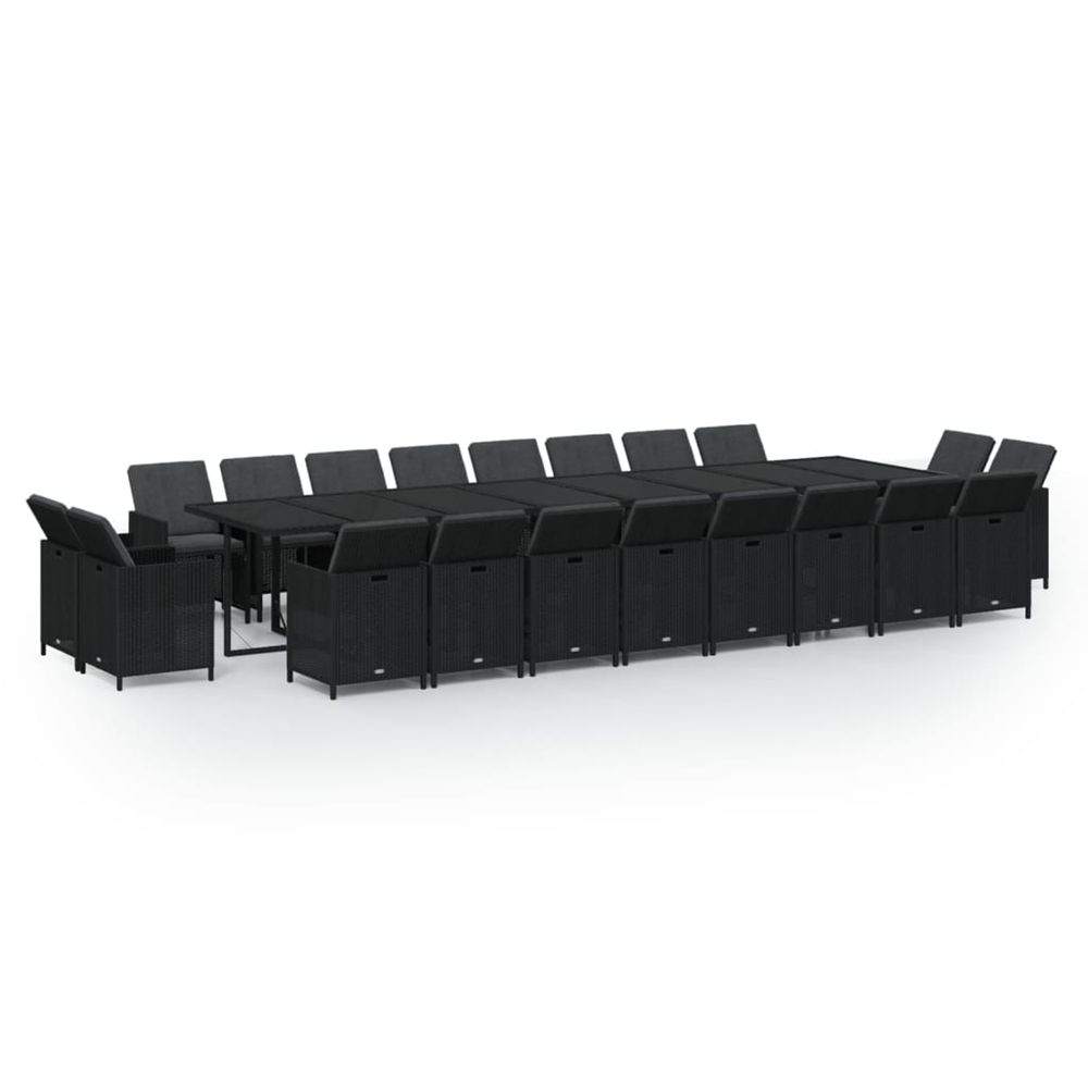 Ensemble à manger de jardin 21pcs coussins noir résine tressée