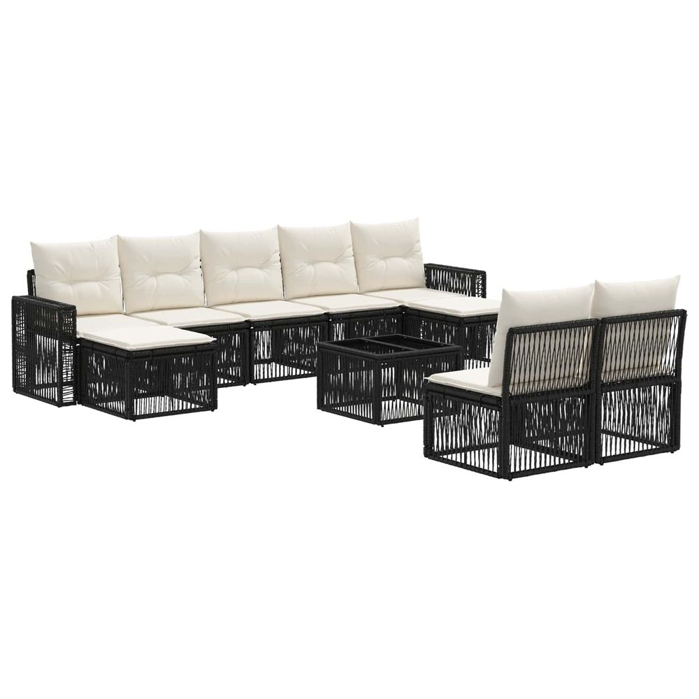 Ensemble de canapé de jardin 10 pc noir et blanc crème