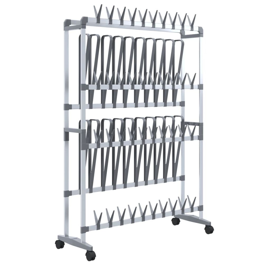 Étagère à chaussures avec roulettes argenté 89x27x120 cm