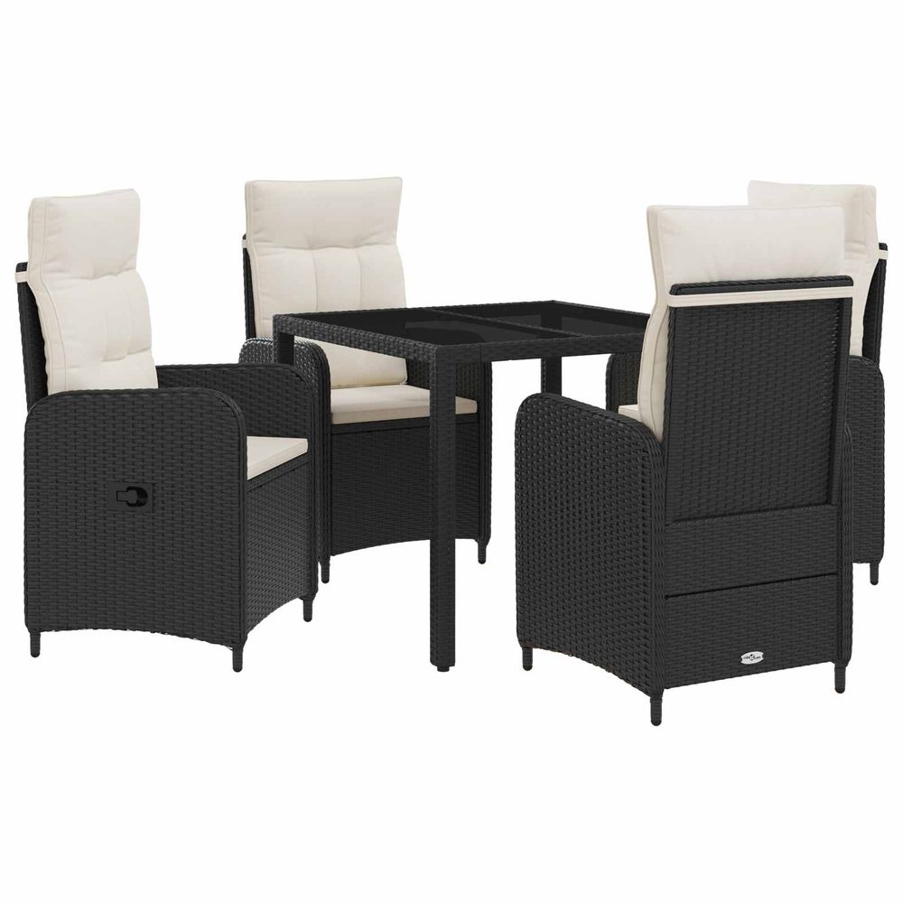 Ensemble de repas extérieur 5 pc noir et blanc crème polyrotin
