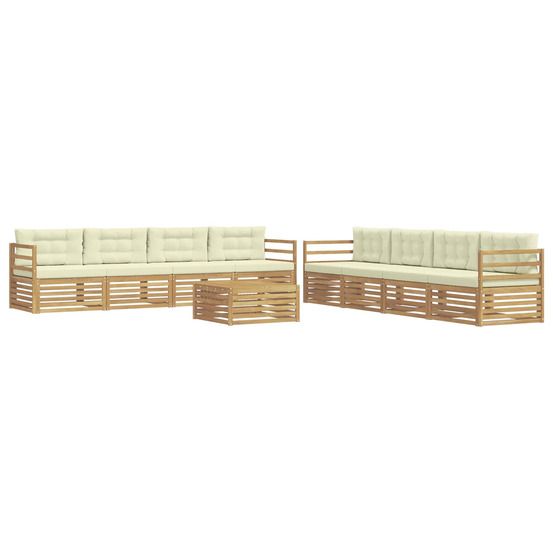 Ensemble de canapés d'extérieur 9 pc blanc et crème polyester