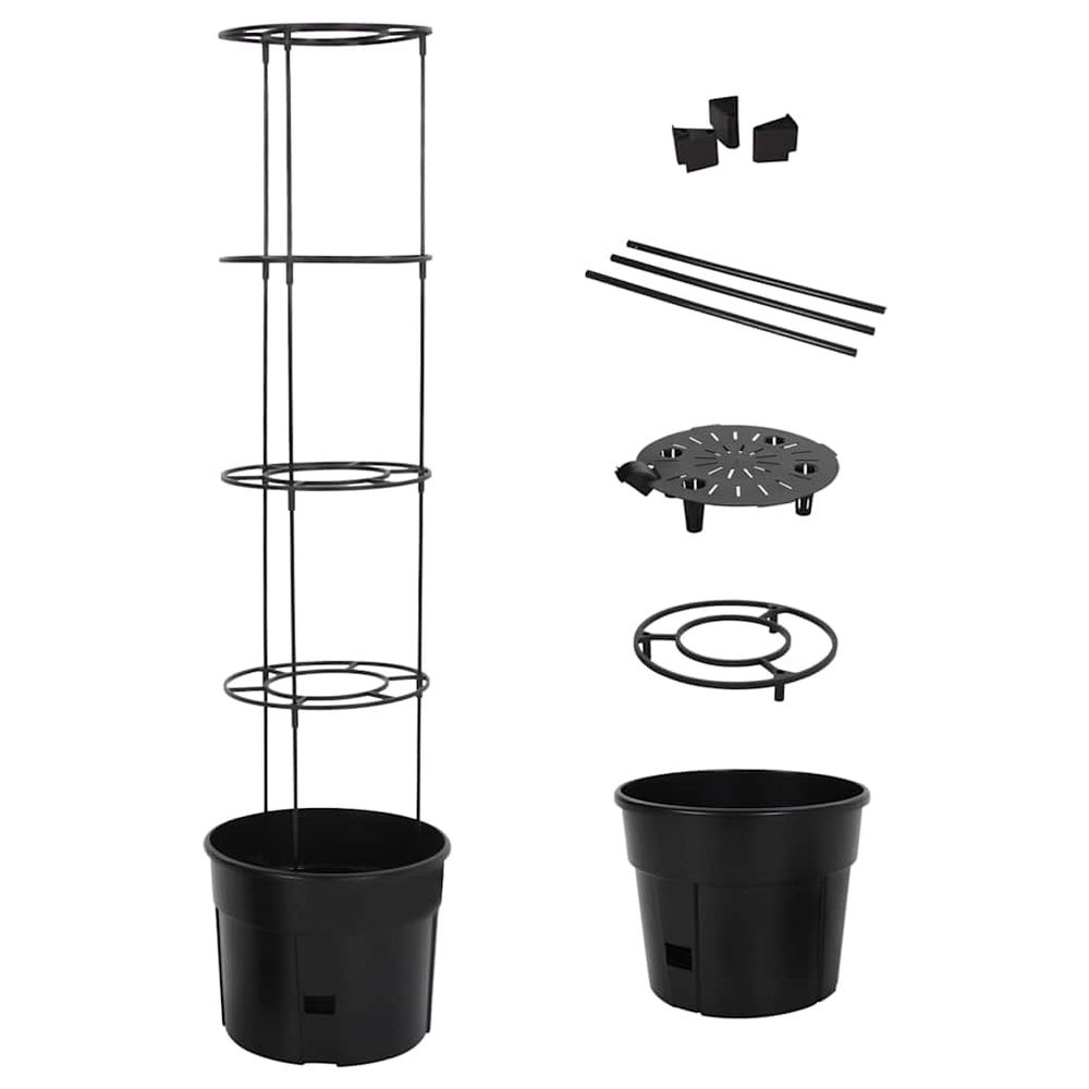 Jardinière à tomate polypropylène potager balcon avec tuteur croissance ø39x150cm anthracite