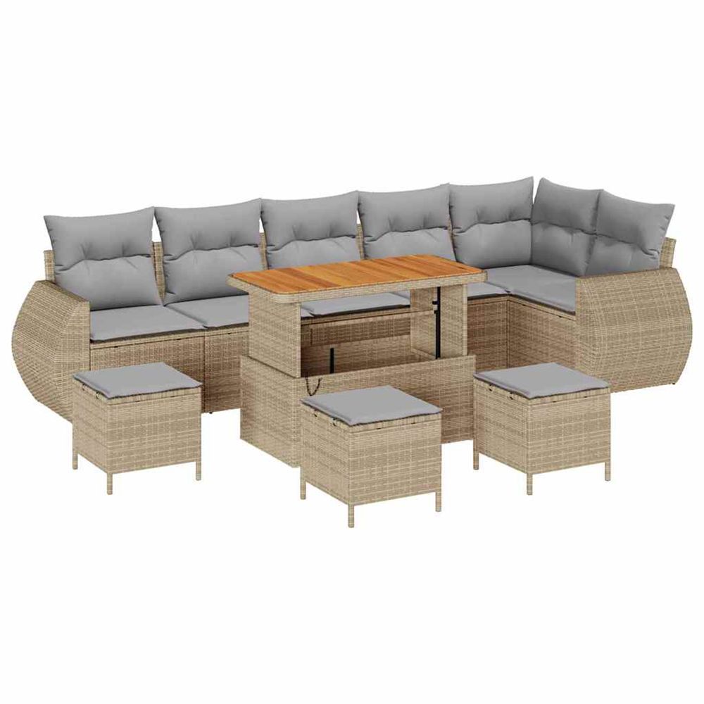 Ensemble de canapé de jardin 10 pc beige polyrotin