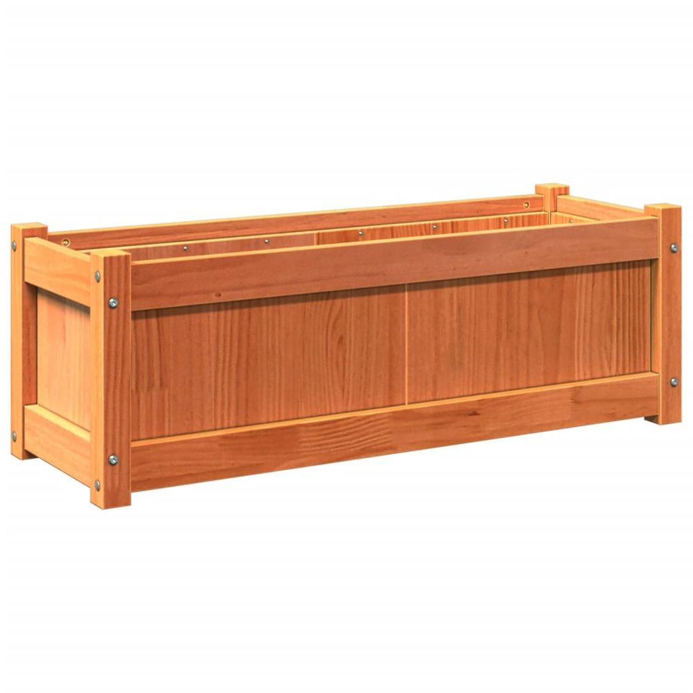 Jardinière d'extérieur cire marron 90x31x31 cm bois de pin massif