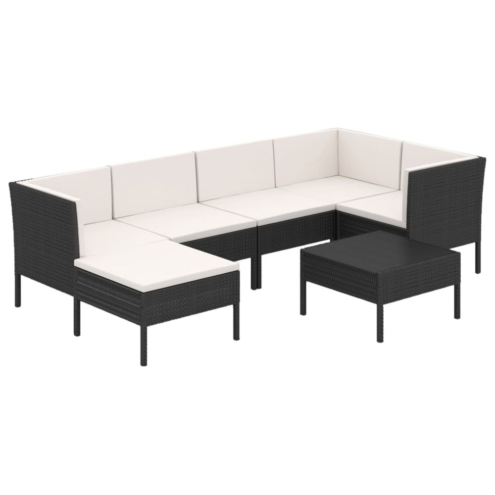 Salon de jardin 7 pcs avec coussins résine tressée noir