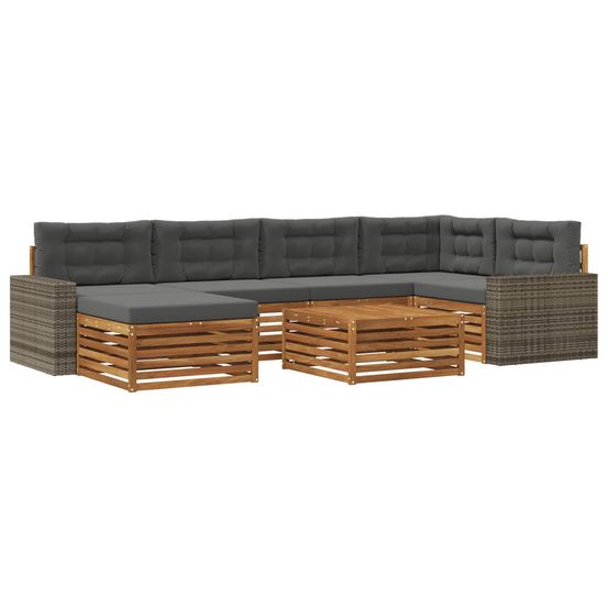 Ensemble de canapés d'extérieur 7 pc naturel et anthracite