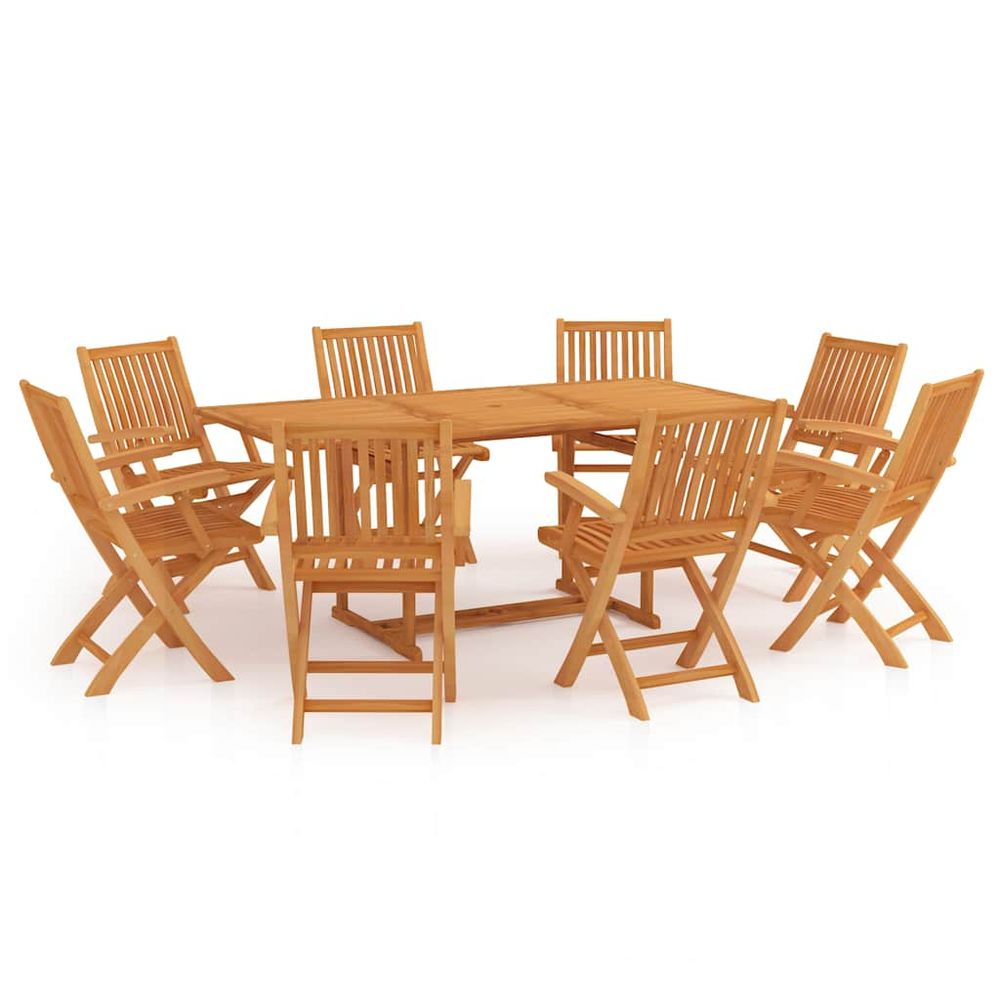 Ensemble à manger de jardin 9 pcs bois de teck massif
