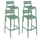 Lot de 4 chaises hautes de terrasse en plastique vert sauge